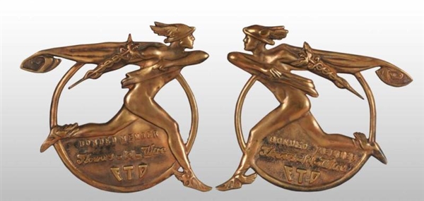 LOT OF 2: BRONZE FTD CUT-OUT RELIEF PLAQUES.      