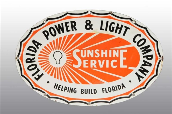 PORCELAIN FLORIDA POWER & LIGHT COMPANY OVAL SIGN.