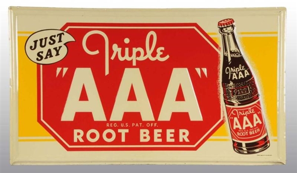 EMBOSSED TIN AAA ROOT BEER SIGN.                  
