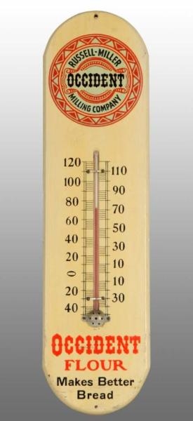WOODEN OCCIDENT FLOUR THERMOMETER.                