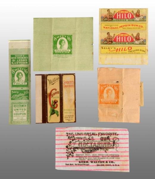LOT OF 6: ASSORTED GUM WRAPPERS.                  