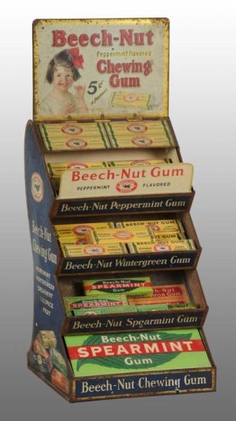 TIN BEECH-NUT GUM DISPLAY WITH MARQUEE.           