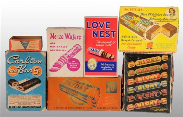 LOT OF 7: CARDBOARD CANDY BOXES.                  