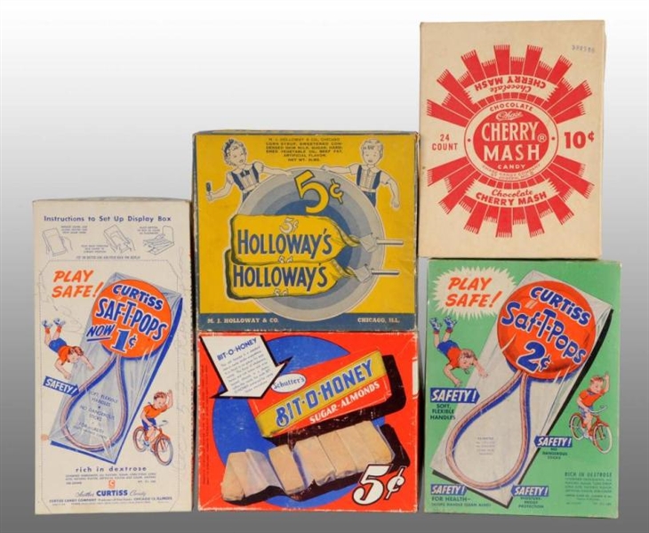 LOT OF 5: CARDBOARD CANDY BOXES.                  