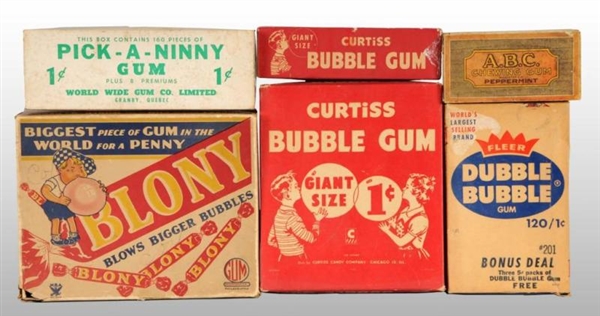 LOT OF 6: CARDBOARD GUM BOXES.                    