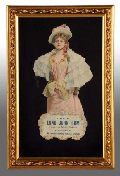 FRAMED LONG JOHN GUM DIE-CUT LADY.                