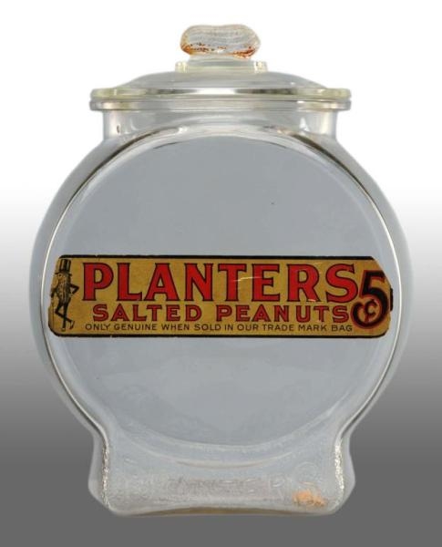 GLASS PLANTERS FISH BOWL JAR WITH LABEL.          