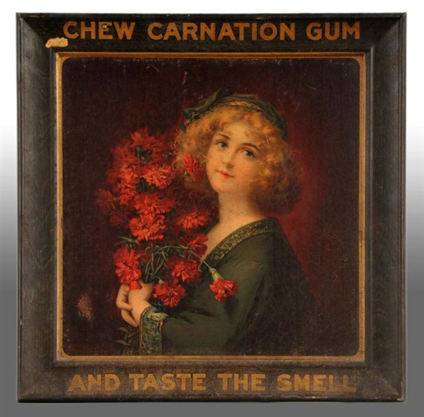 METAL CARNATION CHEWING GUM SIGN.                 