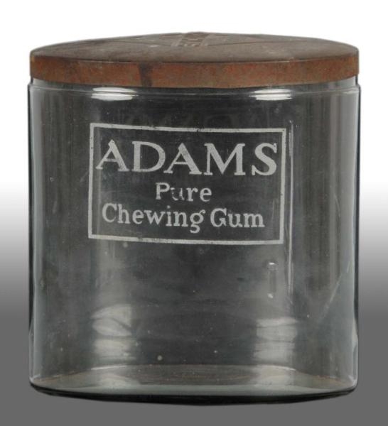ADAMS PURE CHEWING GUM OVAL JAR WITH METAL LID.  