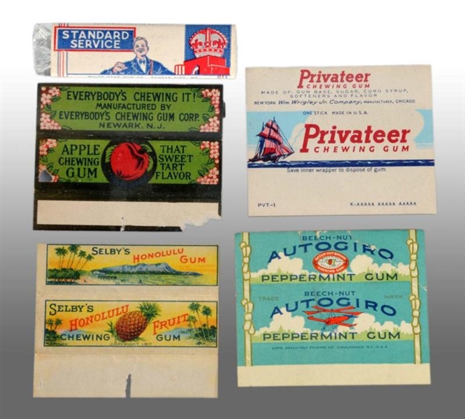 LOT OF 5: GUM WRAPPERS.                           