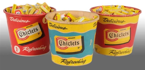 LOT OF 3: CHICLETS GUM CONTAINERS.                