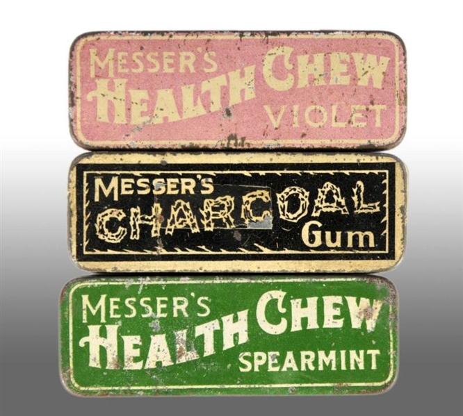 LOT OF 3: MESSERS GUM 5-CENT TINS.               