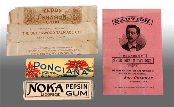 LOT OF 4: GUM WRAPPERS.                           