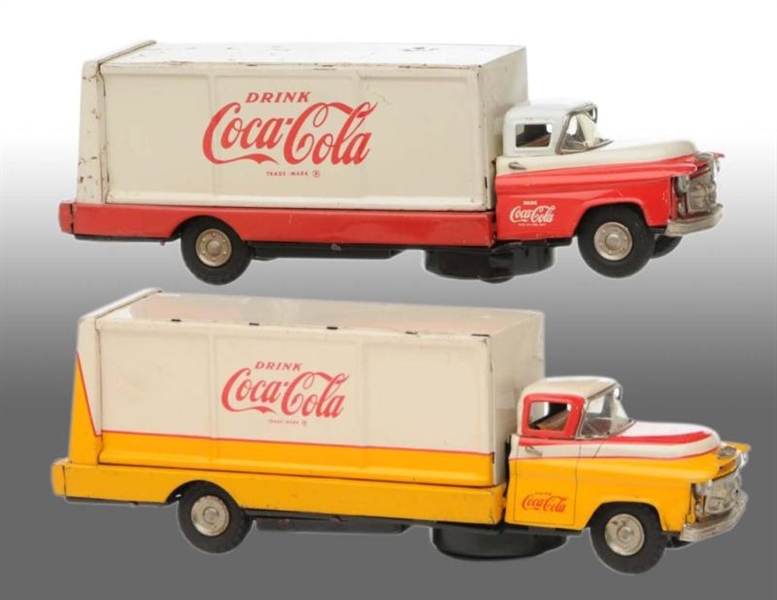LOT OF 2: COCA-COLA BATTERY-OPERATED TRUCK TOYS.  