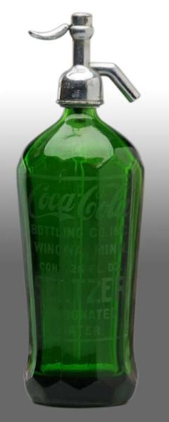 EARLY COCA-COLA GREEN FLUTED SELTZER BOTTLE.      