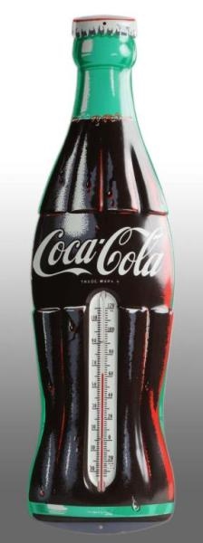 TIN COCA-COLA DIE-CUT BOTTLE THERMOMETER.         