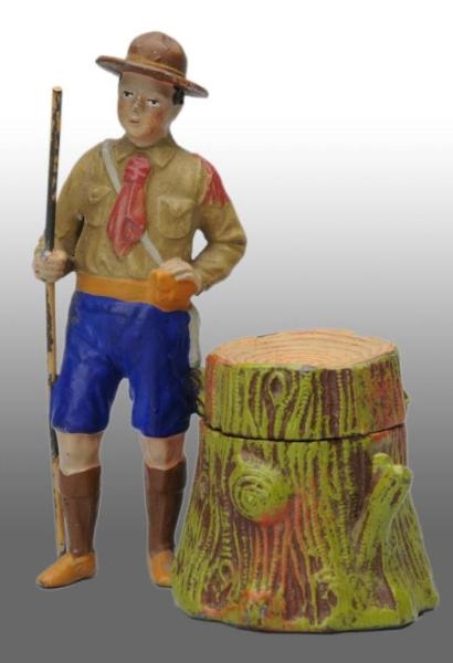 BOY SCOUT BY TREE STUMP INKWELL.                  