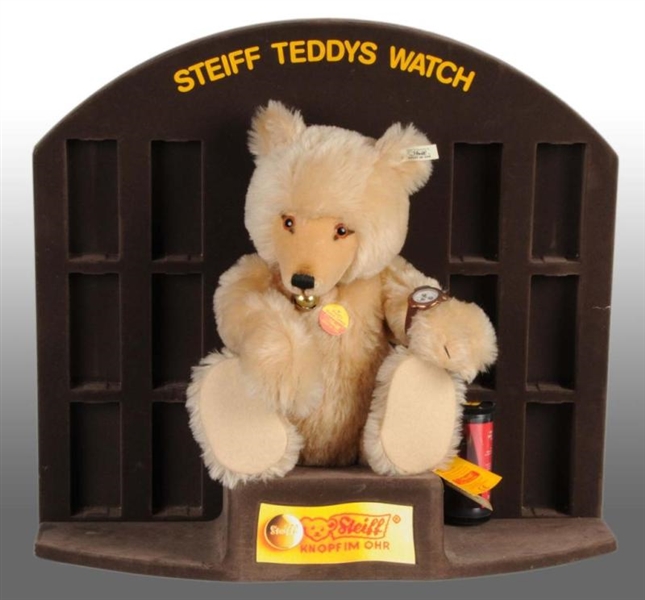 STEIFF TEDDY BEAR WATCH DISPLAY PIECE.            