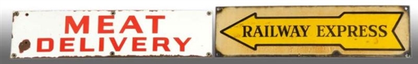 LOT OF 3: ASSORTED PORCELAIN STRIP SIGNS.         