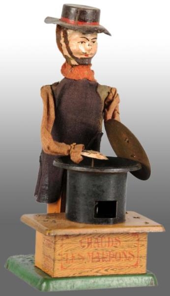 FRENCH MARTIN HAND-PAINTED CHESTNUT VENDOR TOY.   