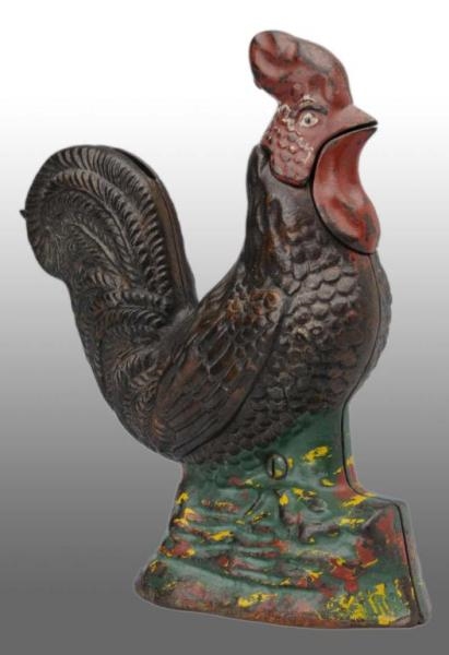 CAST IRON ROOSTER MECHANICAL BANK.                