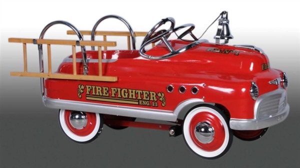 PRESSED STEEL FIRE FIGHTER PEDAL CAR.             