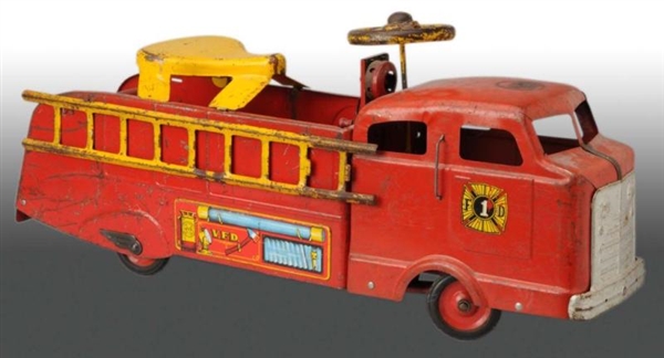 PRESSED STEEL MARX RIDE-ON FIRE TRUCK TOY.        