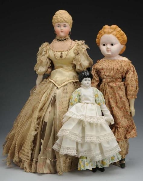 LOT OF 3: ASSORTED LADY DOLLS WITH MOLDED HAIR.   