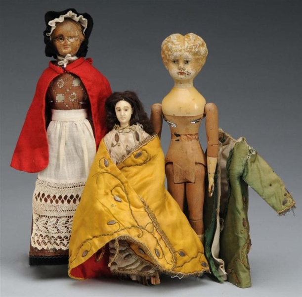 LOT OF 3: MISCELLANEOUS LATE 19TH CENTURY DOLLS.  