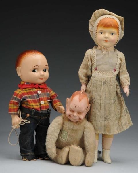 LOT OF 3: MISCELLANEOUS COMPOSITION HEAD DOLLS.   