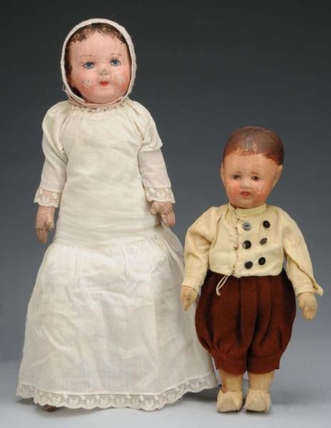 LOT OF PAINTED CLOTH DOLLS.                       