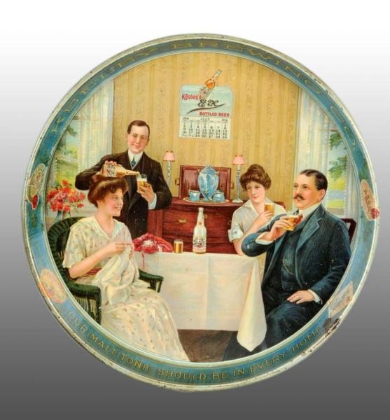 TIN LITHO KEELEY BREWING COMPANY SERVING TRAY.    