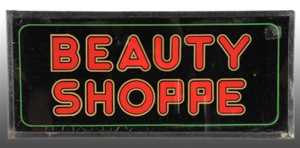 EARLY GLASS & TIN BEAUTY SHOP LIGHT-UP SIGN.      
