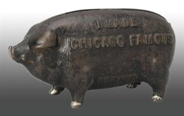 CAST IRON I MADE CHICAGO FAMOUS PIG STILL BANK.   
