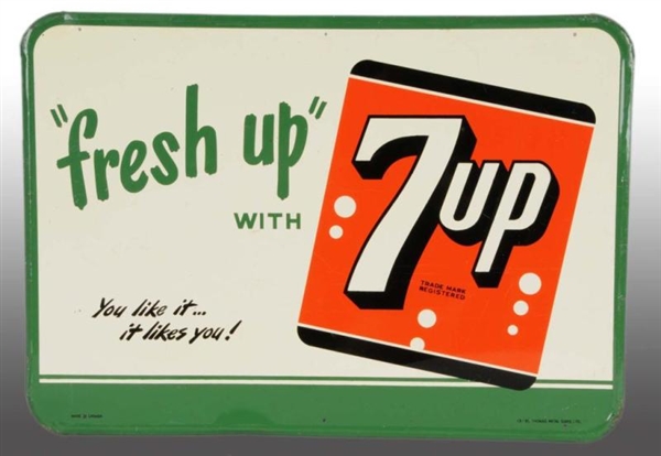EMBOSSED TIN 7-UP SIGN.                           