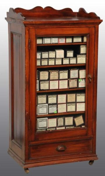 LOT OF 64: AMPICO PIANO ROLLS IN MAHOGANY CABINET 