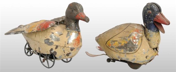 LOT OF 2: TIN HAND-PAINTED DUCK WIND-UP TOYS.     