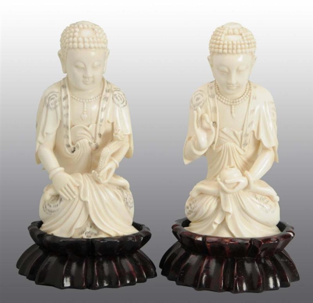 MATCHING PAIR OF IVORY HINDU FIGURES.             