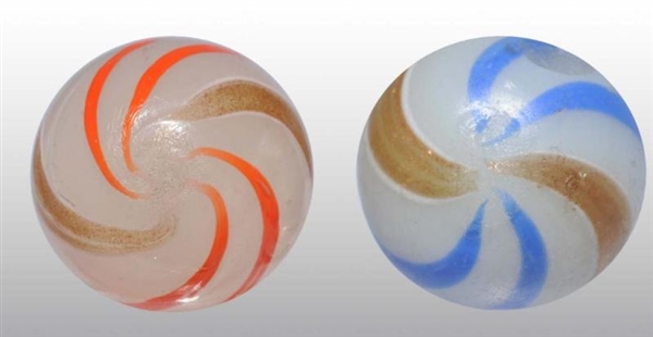 LOT OF 2: OPAQUE LUTZ MARBLES.                    