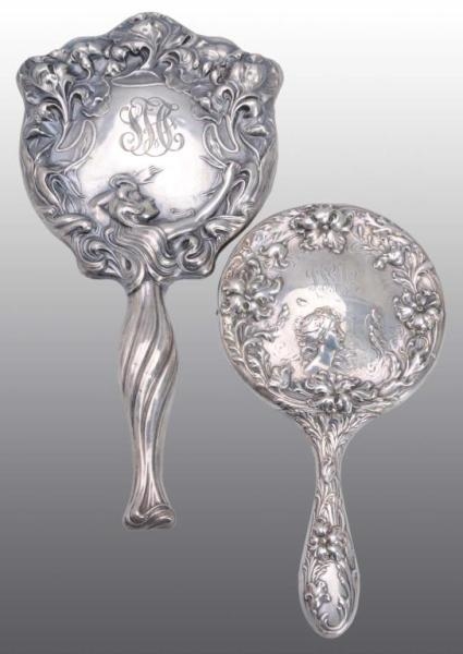 LOT OF 2: SILVER HAND MIRRORS.                    