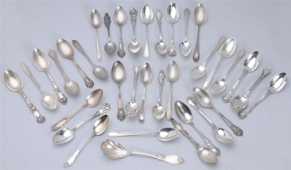 LOT OF 35: MISCELLANEOUS SPOONS.                  