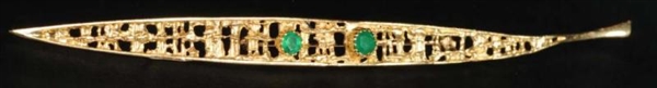 ANTIQUE JEWELRY 14K Y.GOLD LEAF PIN.              