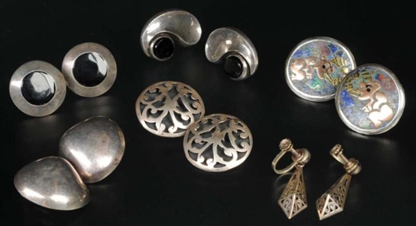 LOT OF 6: ANTIQUE JEWELRY EARRING PAIRS.          