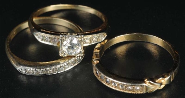 LOT OF 3: ANTIQUE JEWELRY DIAMOND RINGS.          