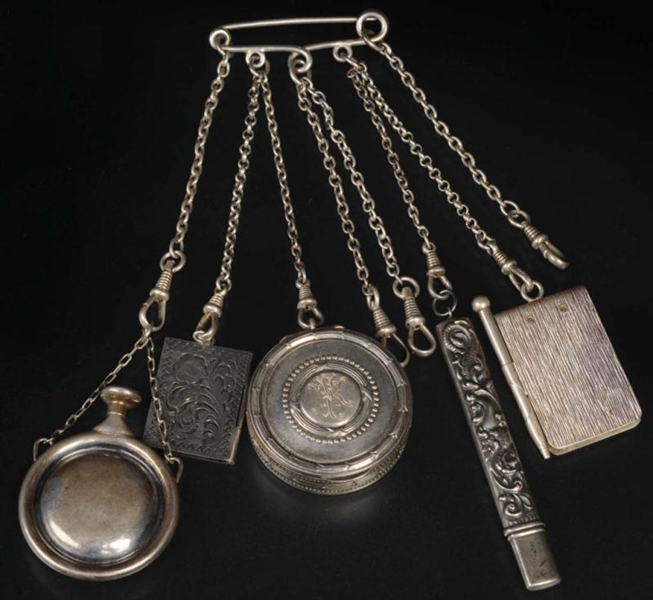ANTIQUE JEWELRY 800 SILVER CHATELINE.             
