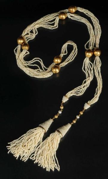 ANTIQUE JEWELRY 18K Y.GOLD & SEED PEARL NECKLACE. 