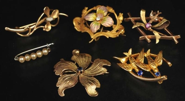 LOT OF 6: ANTIQUE JEWELRY PINS.                   