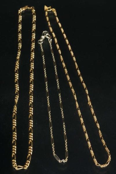 LOT OF 3: ANTIQUE JEWELRY GOLD CHAINS.            
