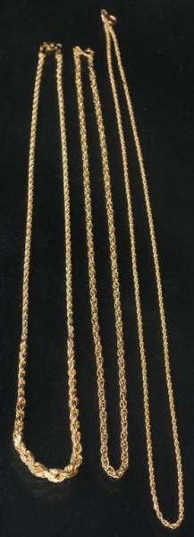 LOT OF 3: ANTIQUE JEWELRY 14K Y.GOLD CHAINS.      