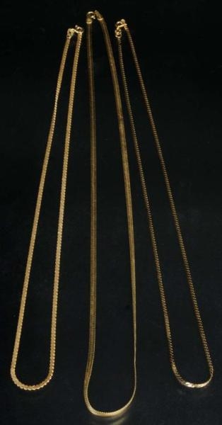 LOT OF 3: ANTIQUE JEWELRY Y.GOLD CHAINS.          